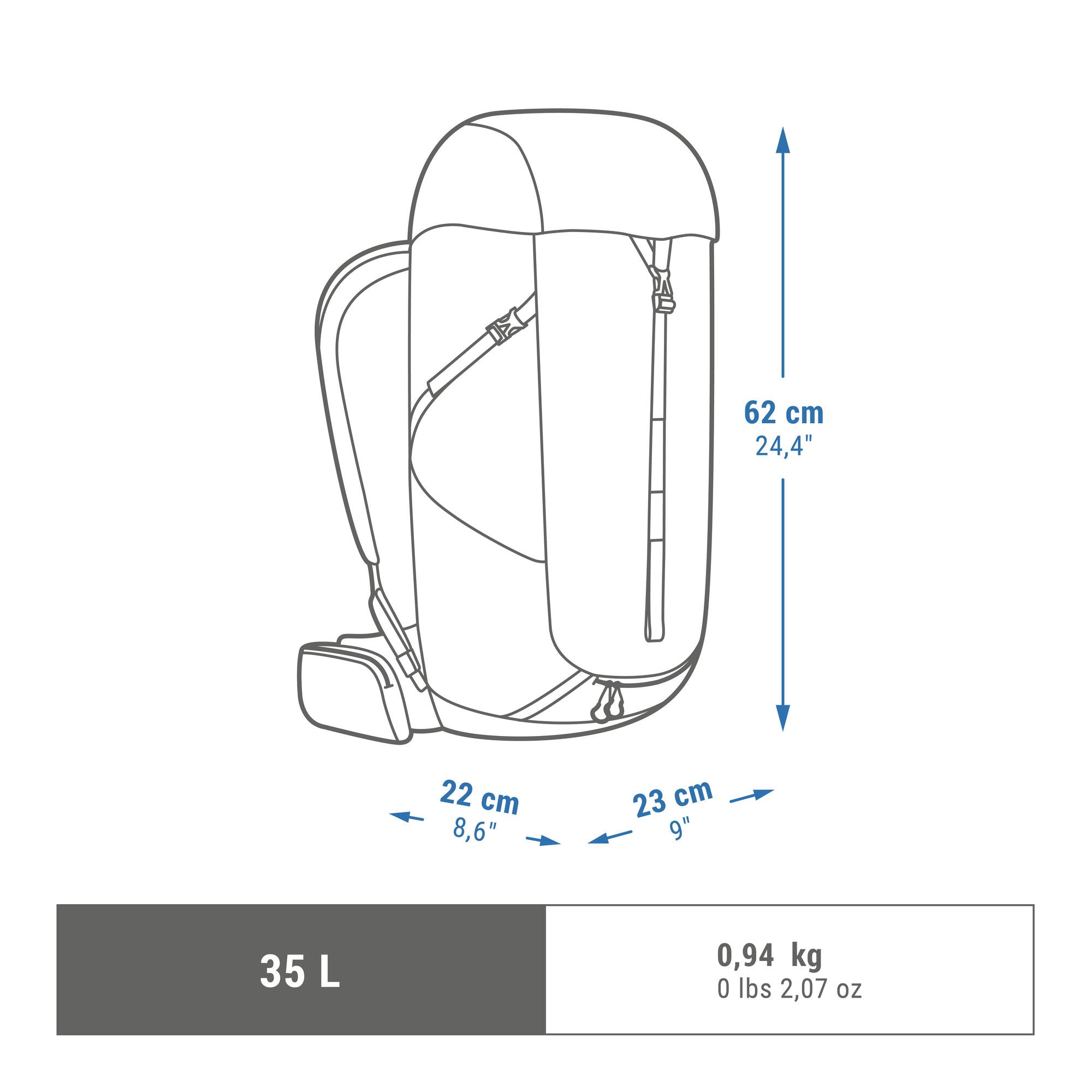 quechua-mh100-35l-wanderrucksack-schwarz-bel-ftet image 2