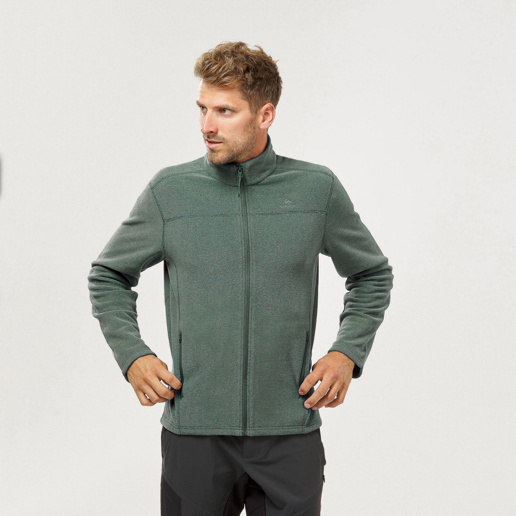 quechua-mh120-herren-fleecejacke-laurel-green image 1