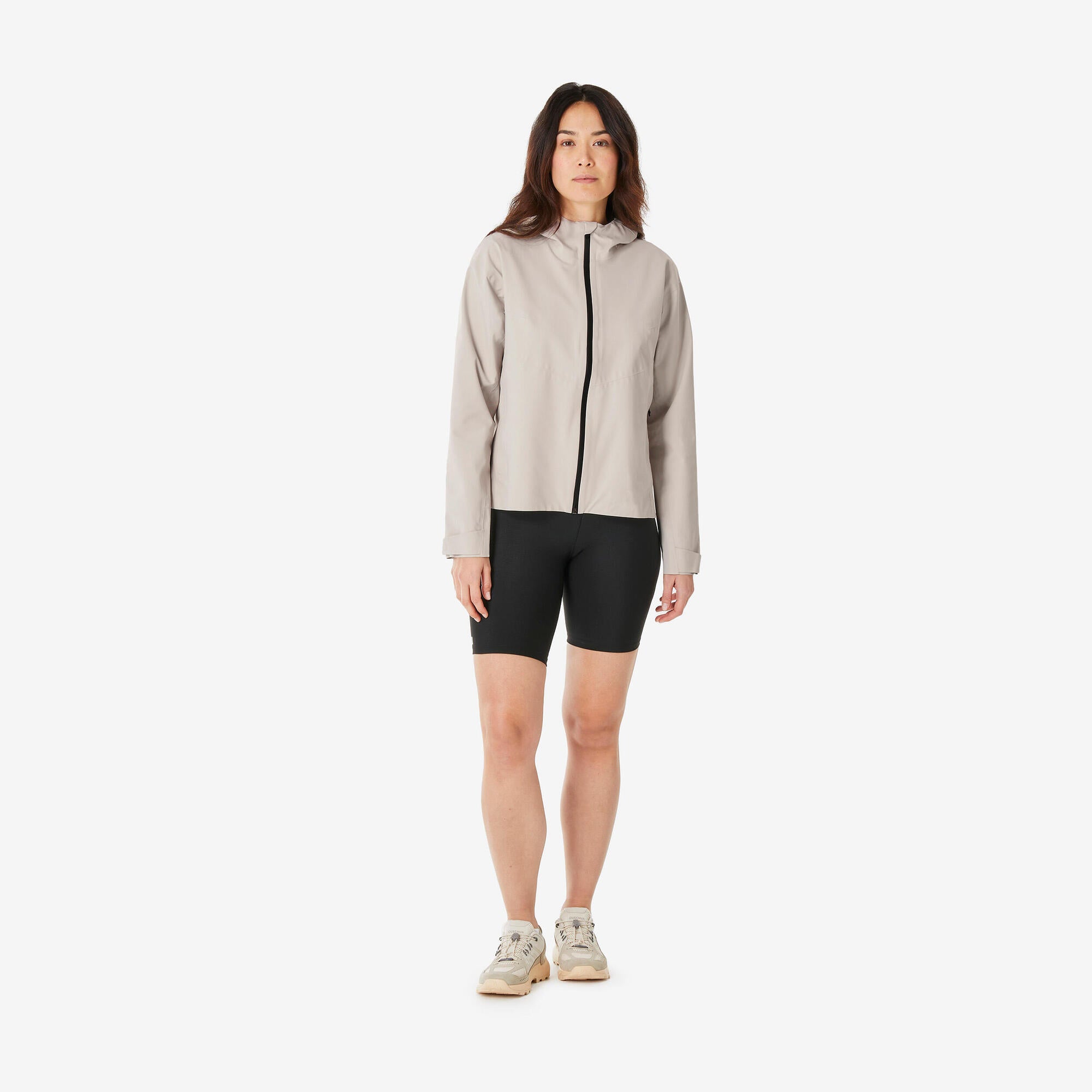 quechua-mh100-regenjacke-damen-pearl-beige-wasserdicht image 2