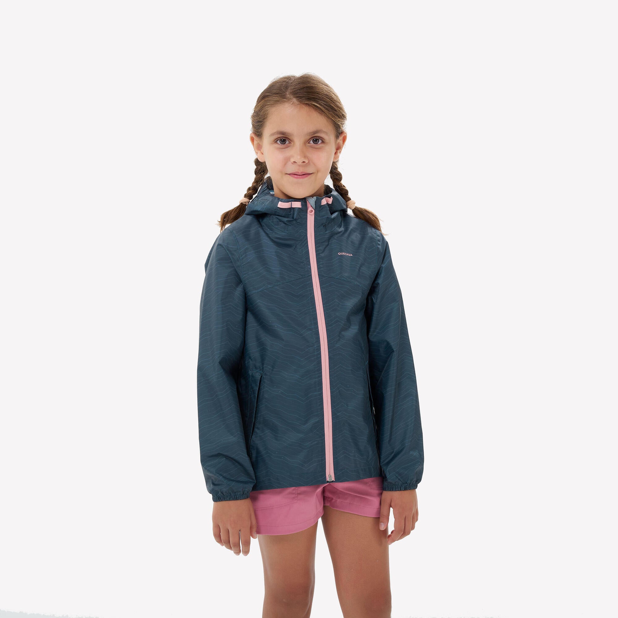 quechua-mh150-wanderjacke-kinder-grau-wasserdicht-winddicht image 1