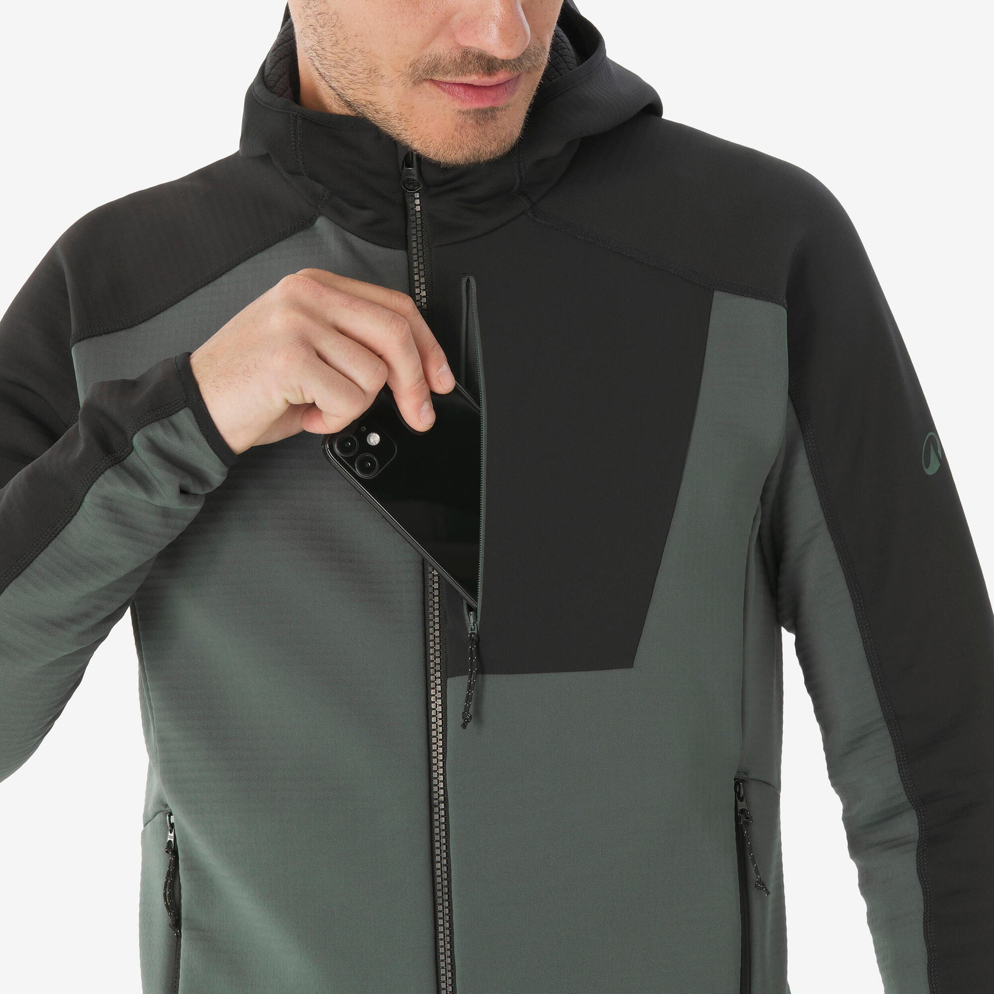 quechua-mh500-full-zip-fleecejacke-herren-dunkelgr-n-warm image 5
