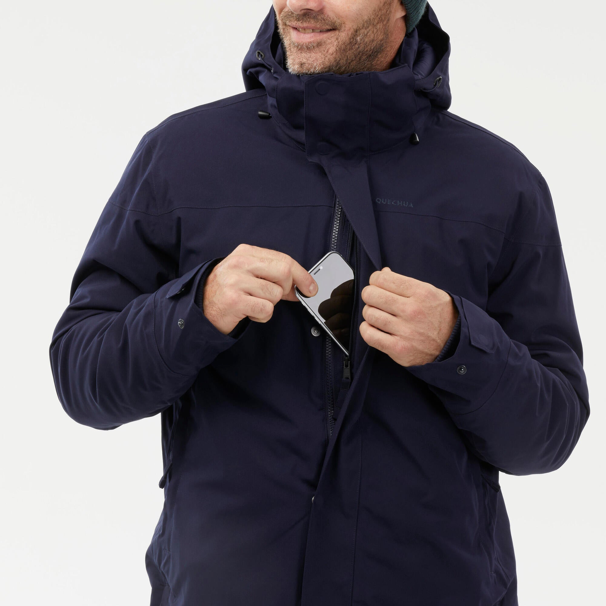 quechua-nh500-parka-herren-asphaltblau-wasserdicht-winter image 7