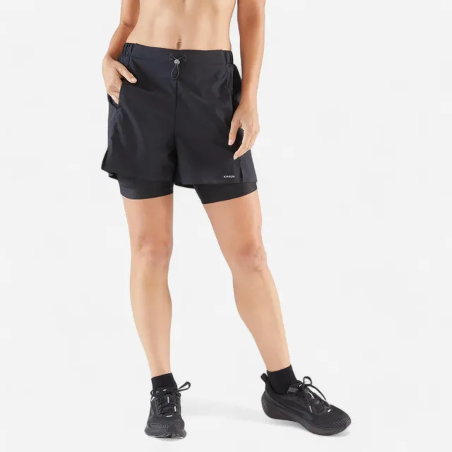 kiprun-run-500-2-in-1-laufshorts-damen-smoked-black image 1