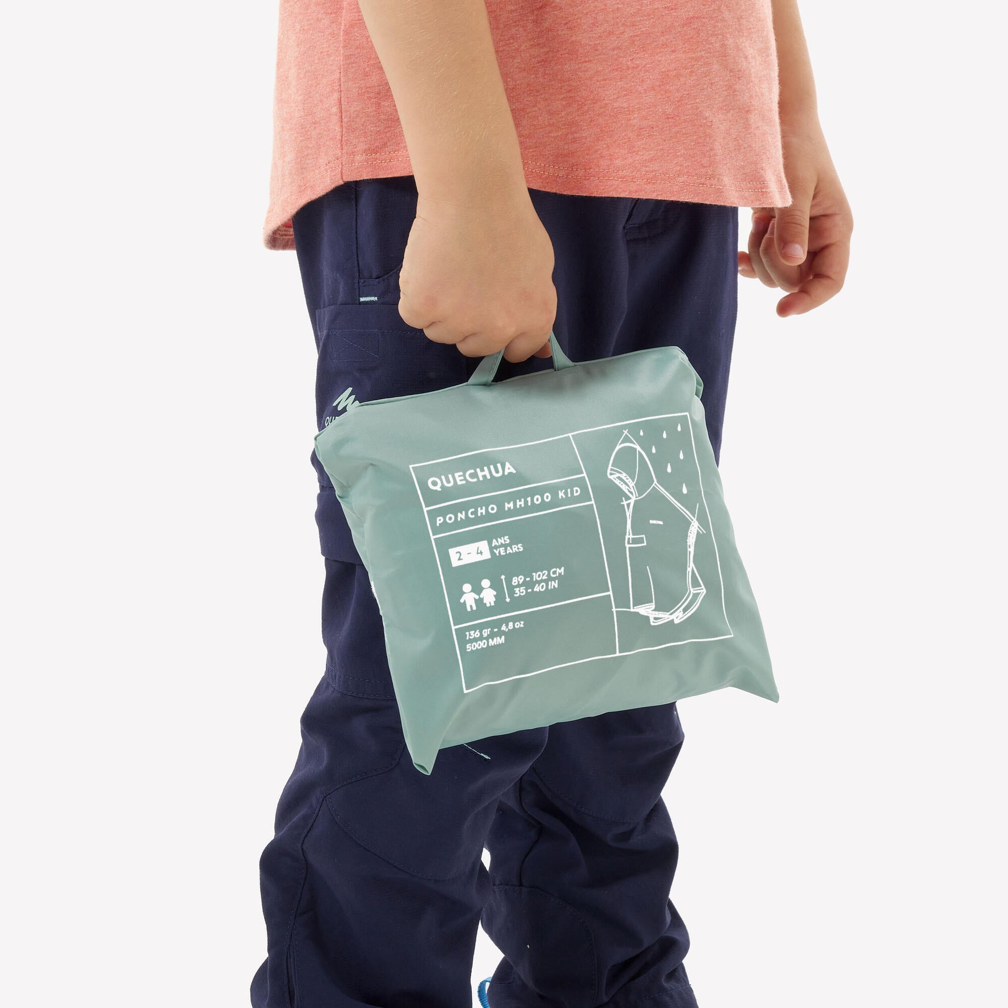 quechua-mh100-regenponcho-kinder-verdigris-2-6-jahre image 8