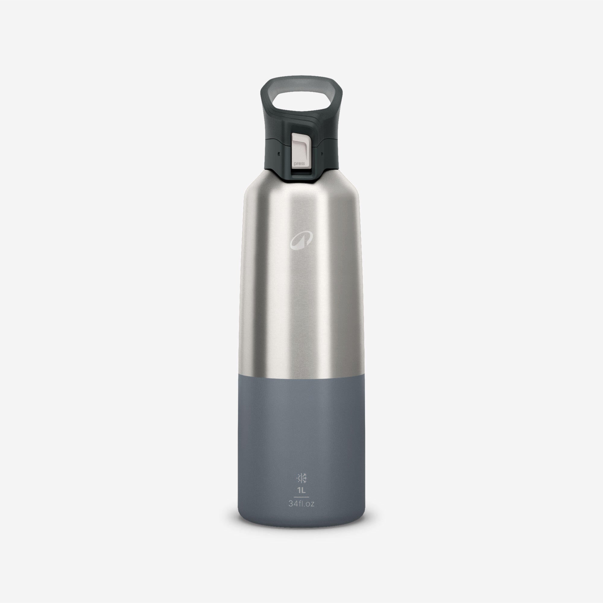 quechua-mh900-thermosflasche-1-l-dunkelgrau-edelstahl image 1