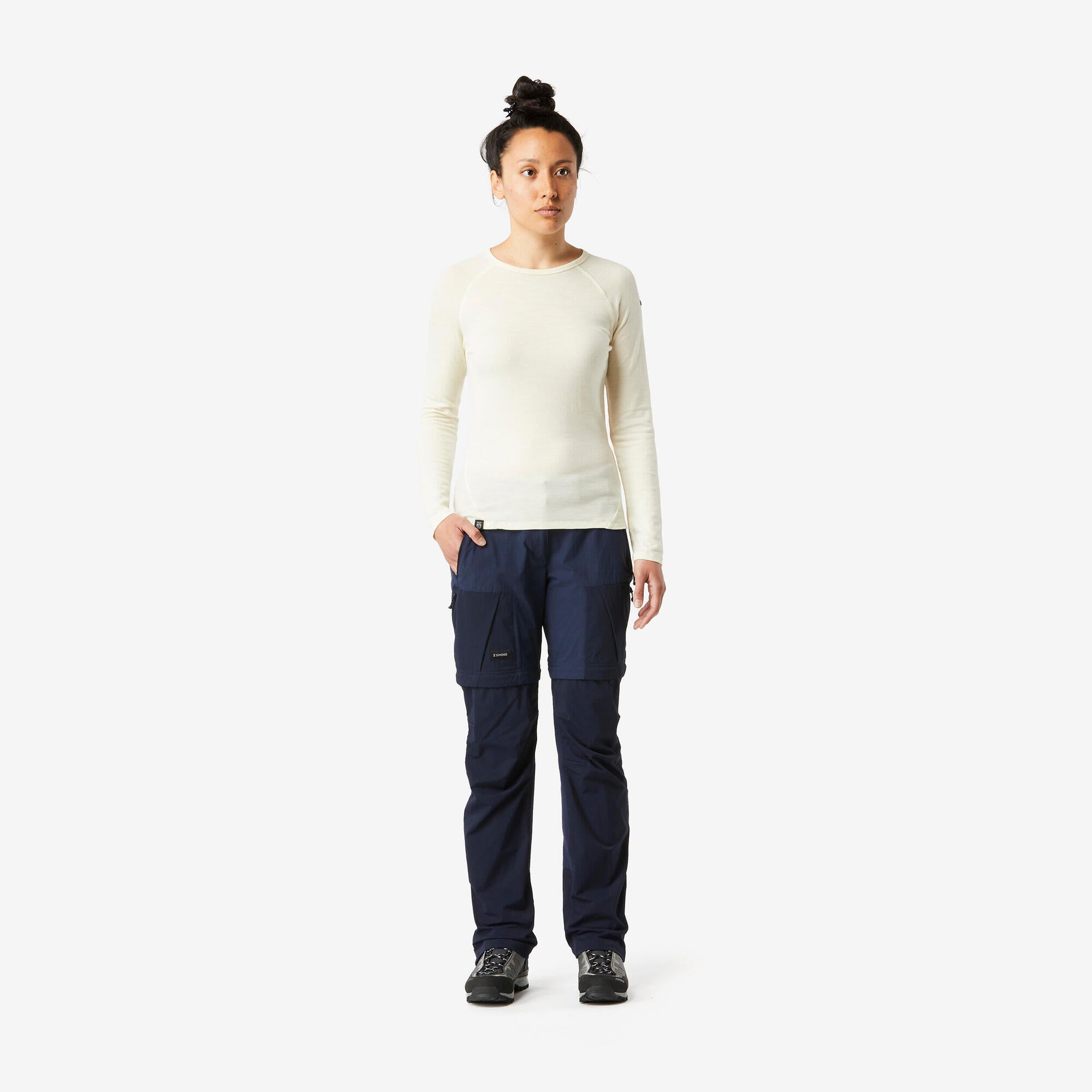 btwin-simond-mt500-wanderhose-damen-2in1-navy-blue image 2