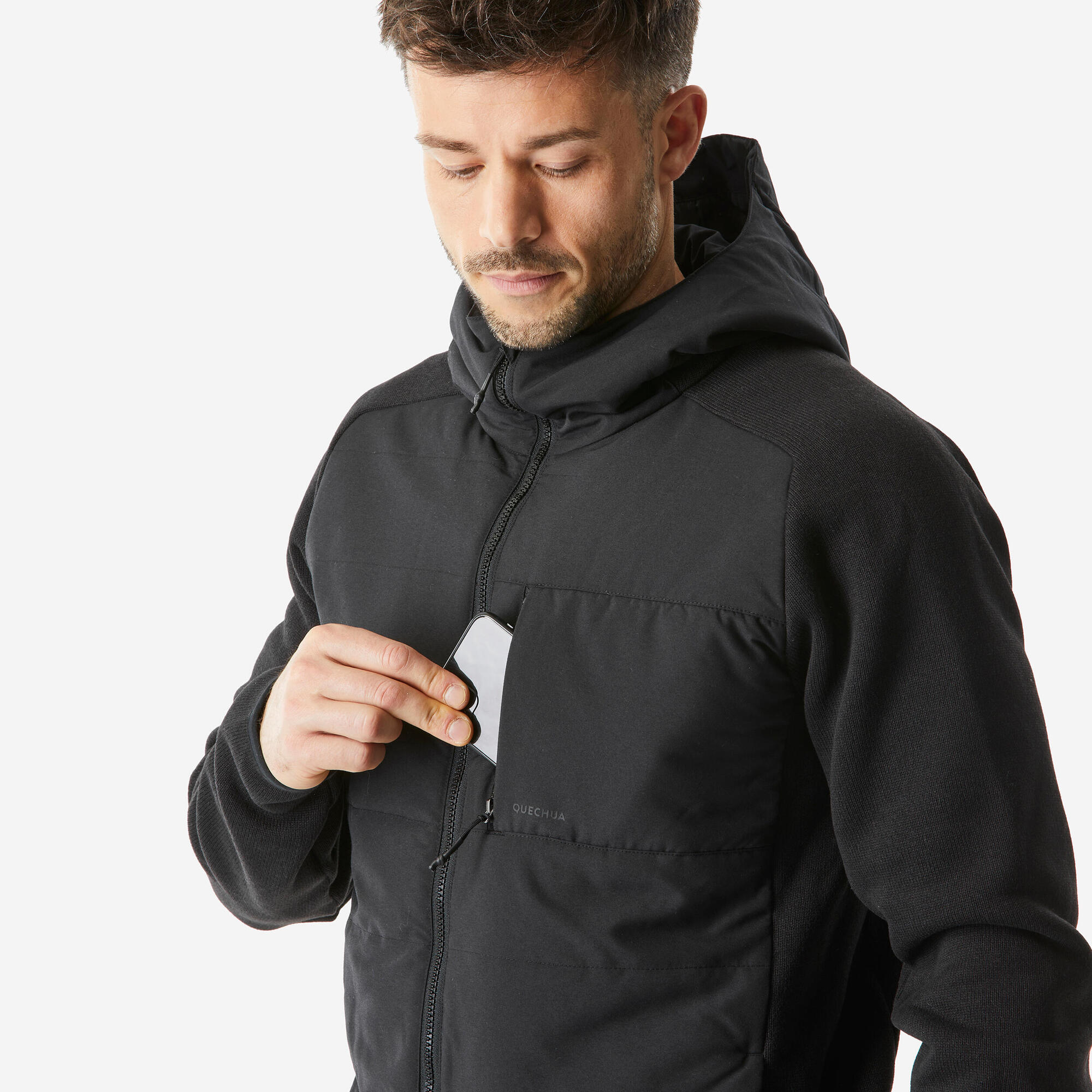 quechua-nh500-hybrid-herren-hoodie-sweatshirt-schwarz image 4
