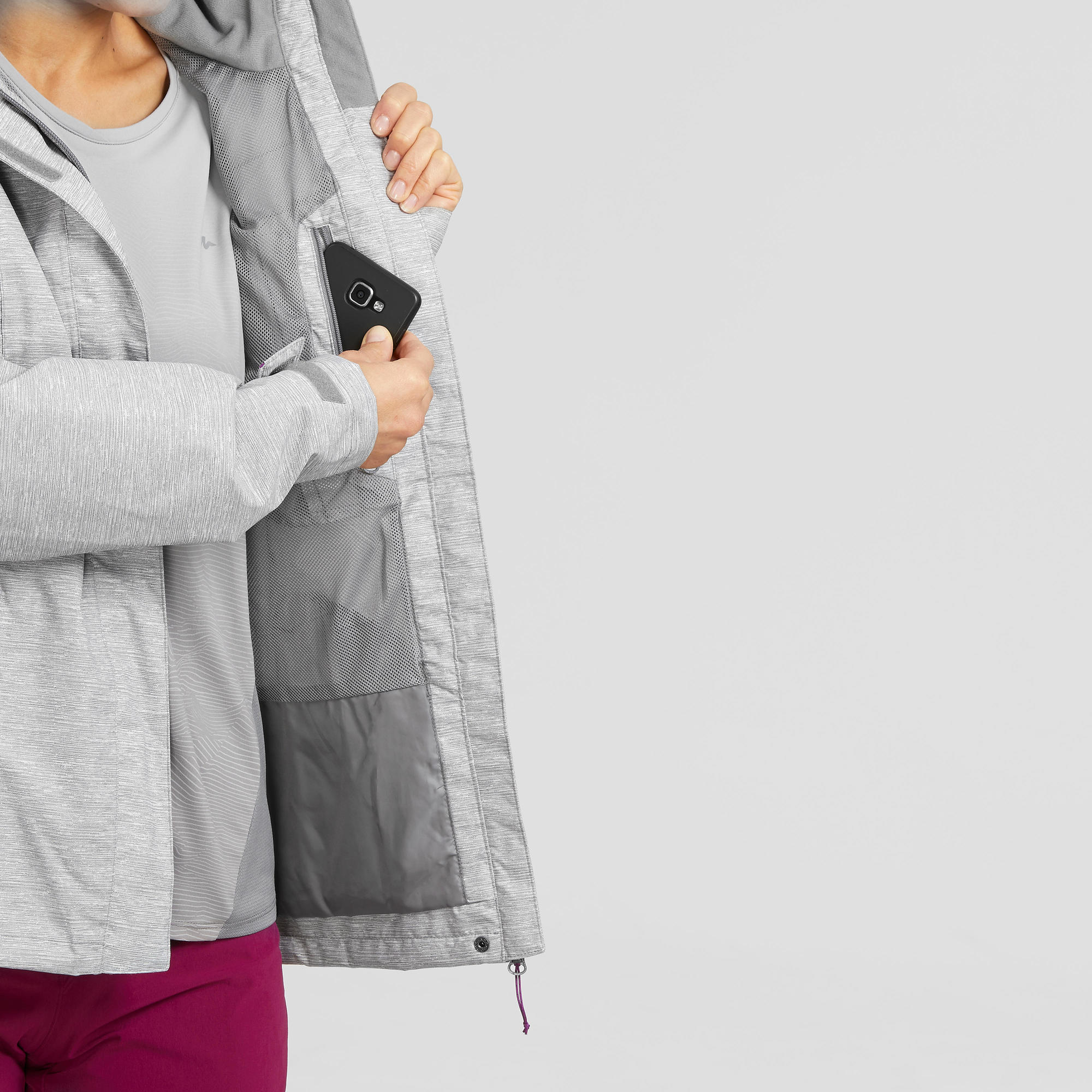 quechua-mh100-regenjacke-damen-grau-wasserdicht image 5