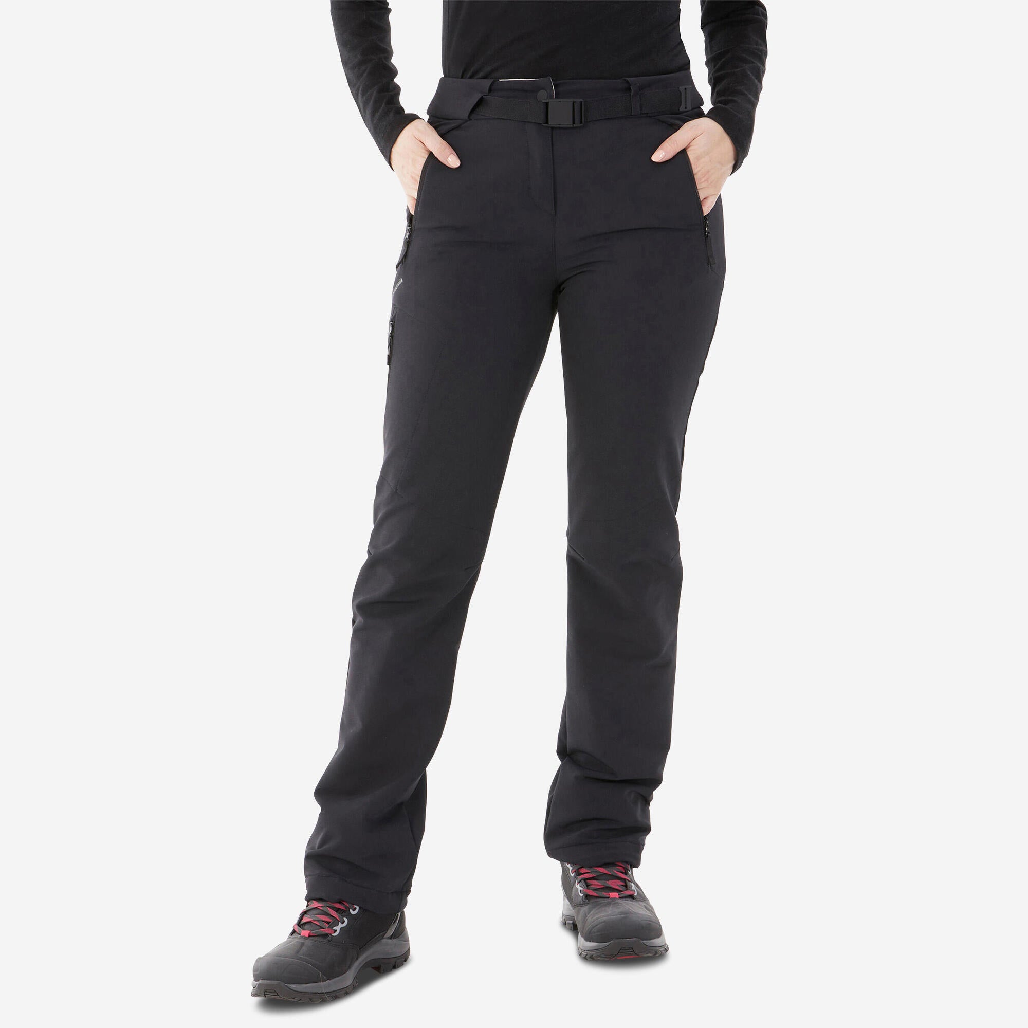 quechua-nh500-softshellhose-damen-schwarz-wasserabweisend image 1
