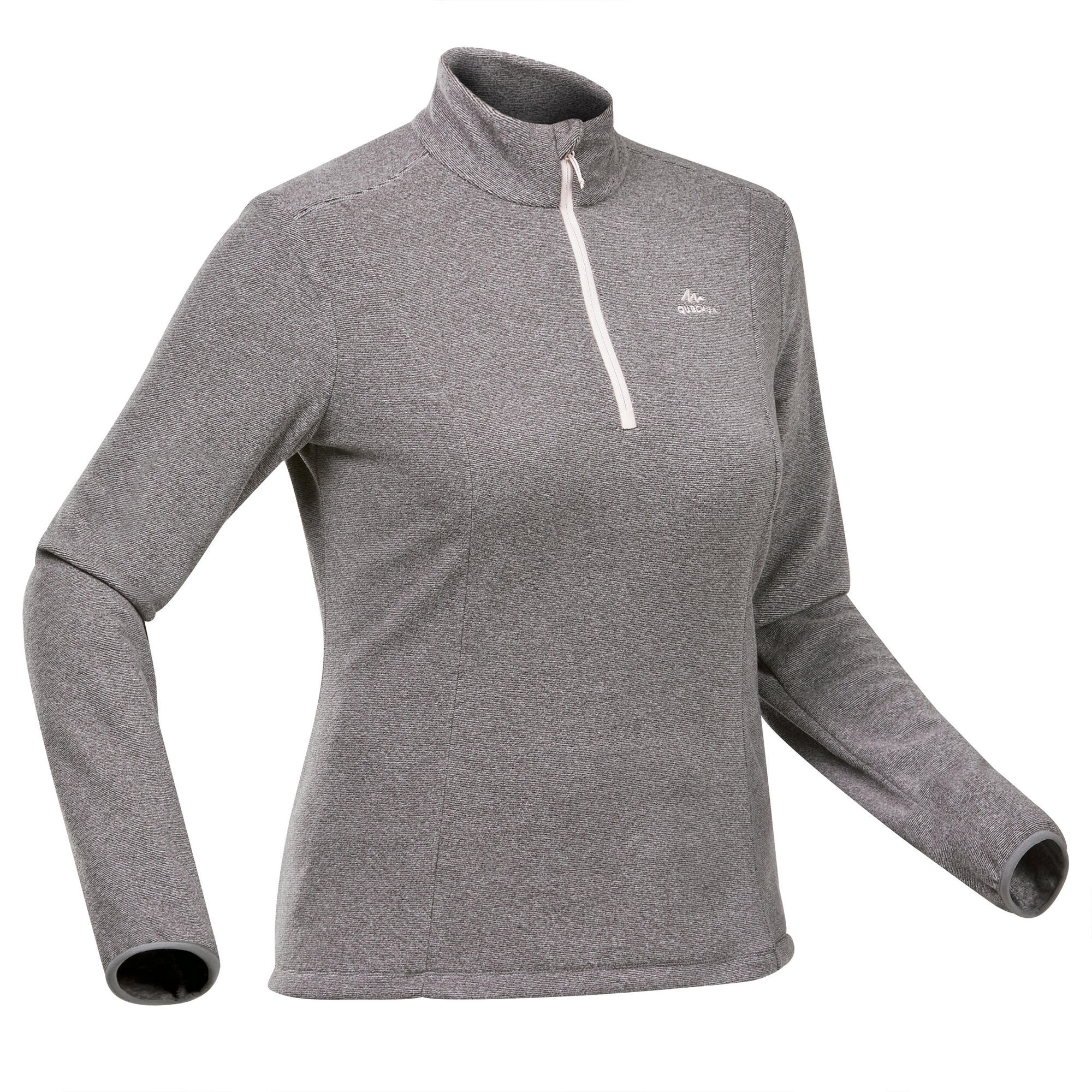 quechua-mh100-damen-fleece-halbrei-verschluss-grau image 5