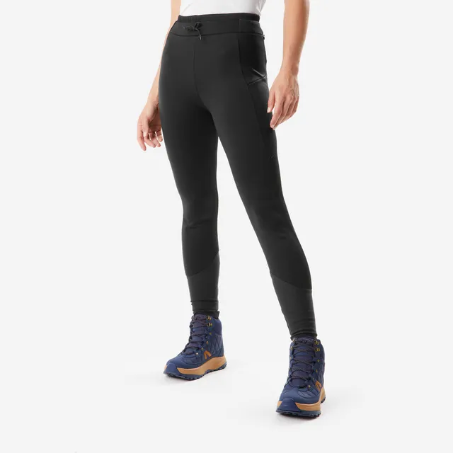 quechua-nh500-wanderleggings-damen-schwarz-warm-winter image 1