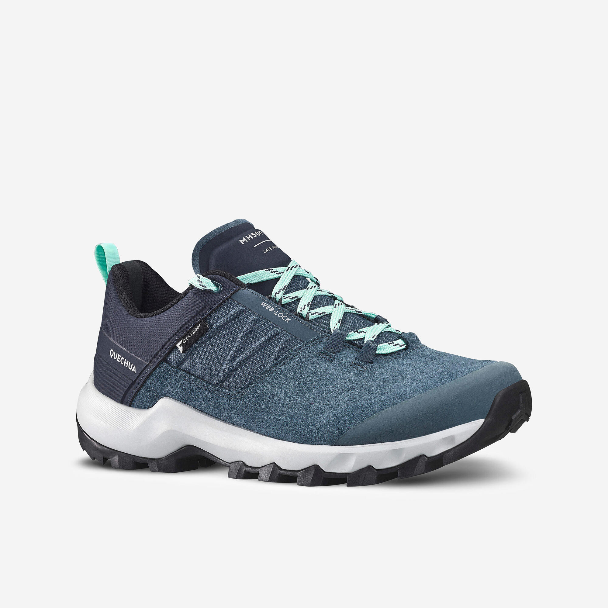 quechua-mh500-wanderschuhe-damen-blau-wasserdicht-griffig image 1