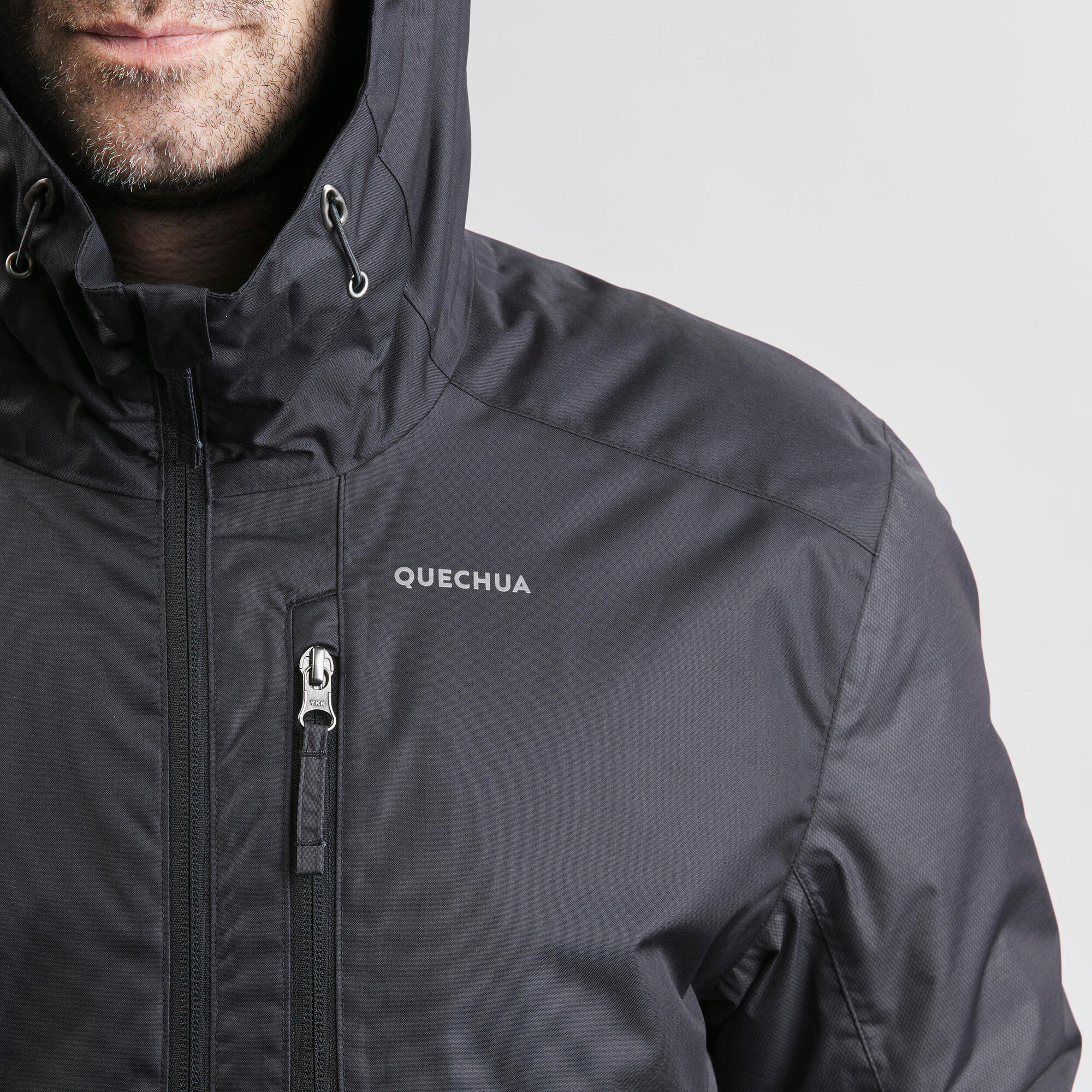 quechua-nh500-winterjacke-herren-wasserdicht-schwarz image 3