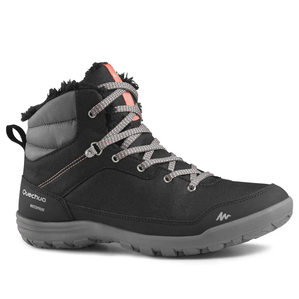 quechua-sh100-mid-damen-wanderstiefel-schwarz-wasserdicht image 1