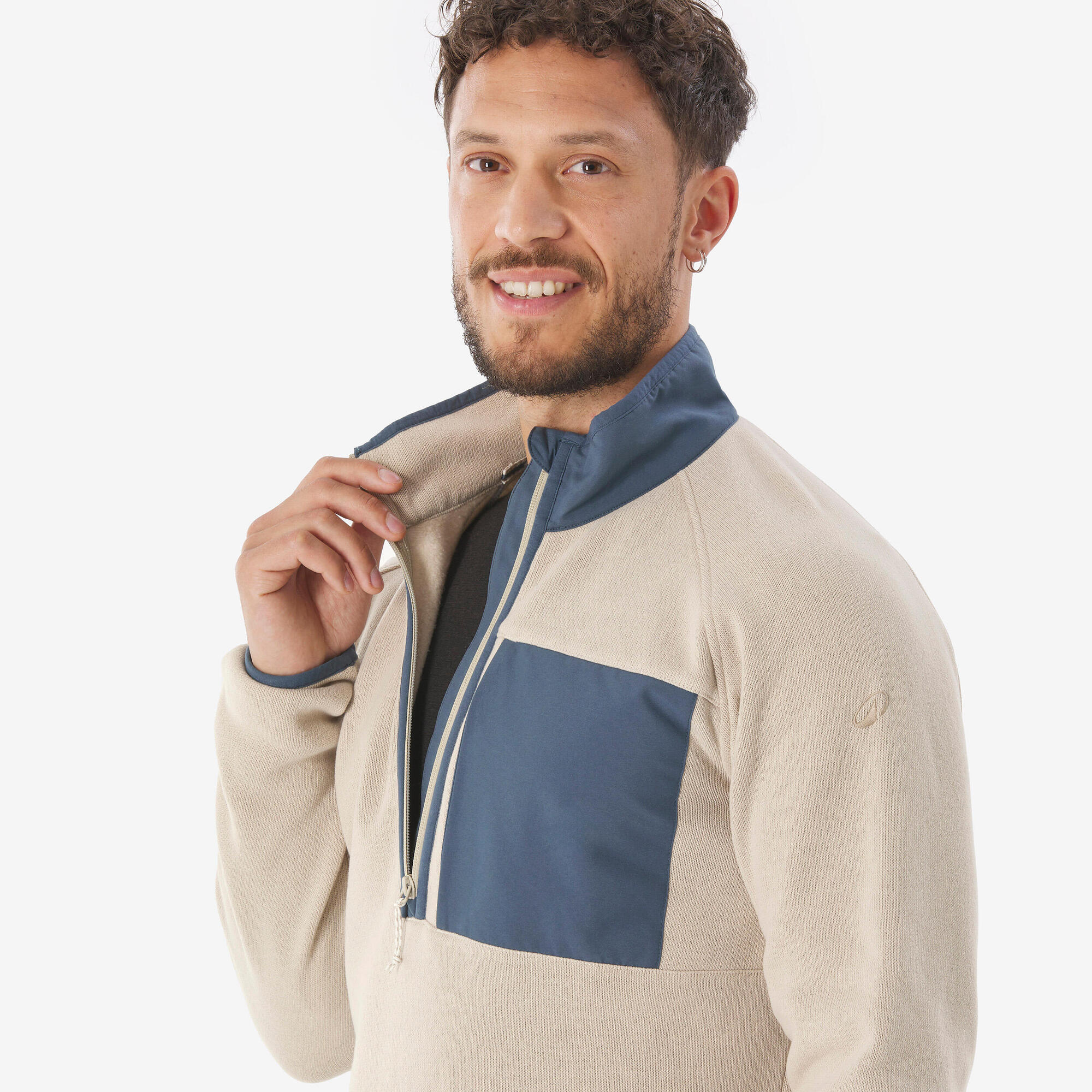 quechua-nh500-wanderpullover-herren-half-zip-beige image 7