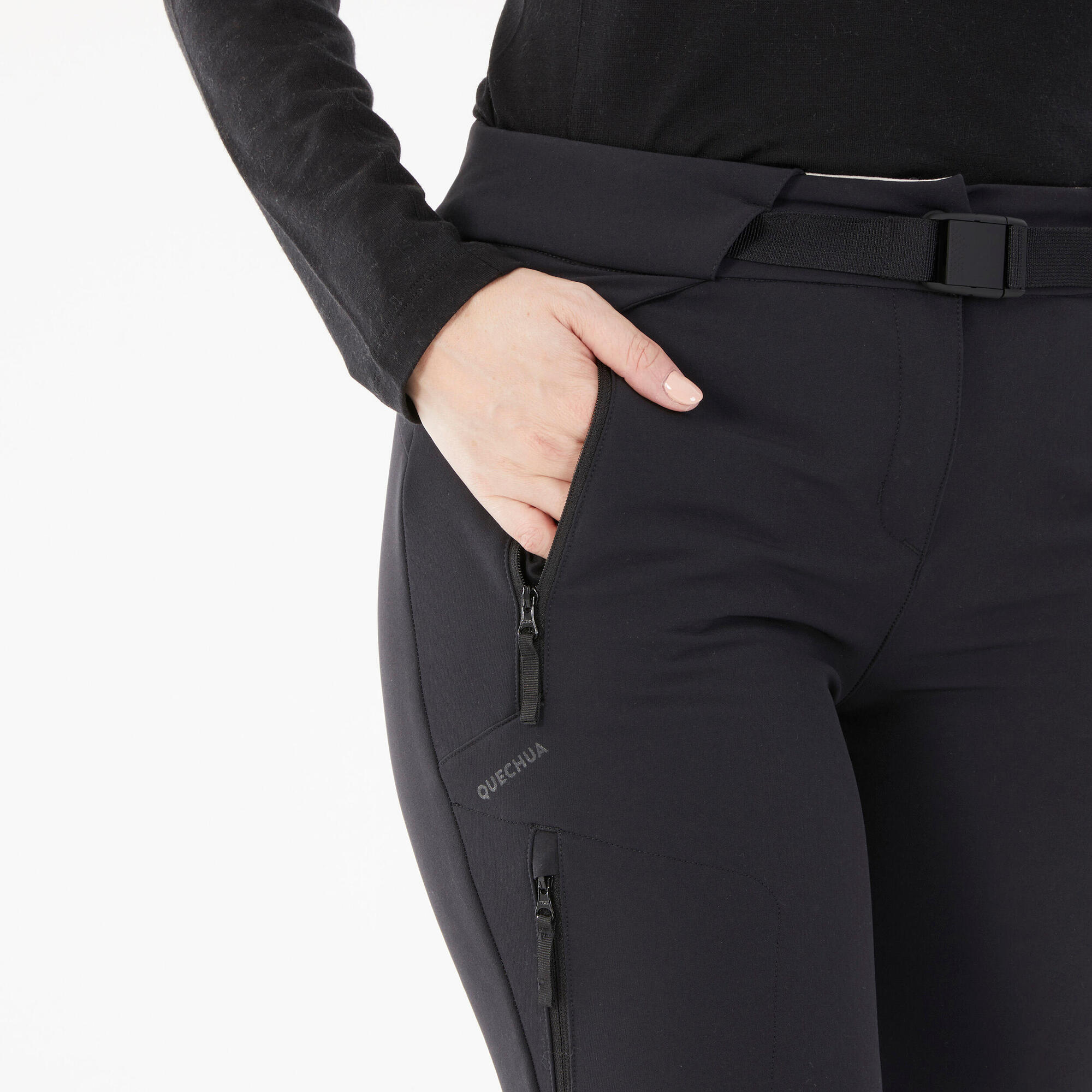 quechua-nh500-softshellhose-damen-schwarz-wasserabweisend image 6