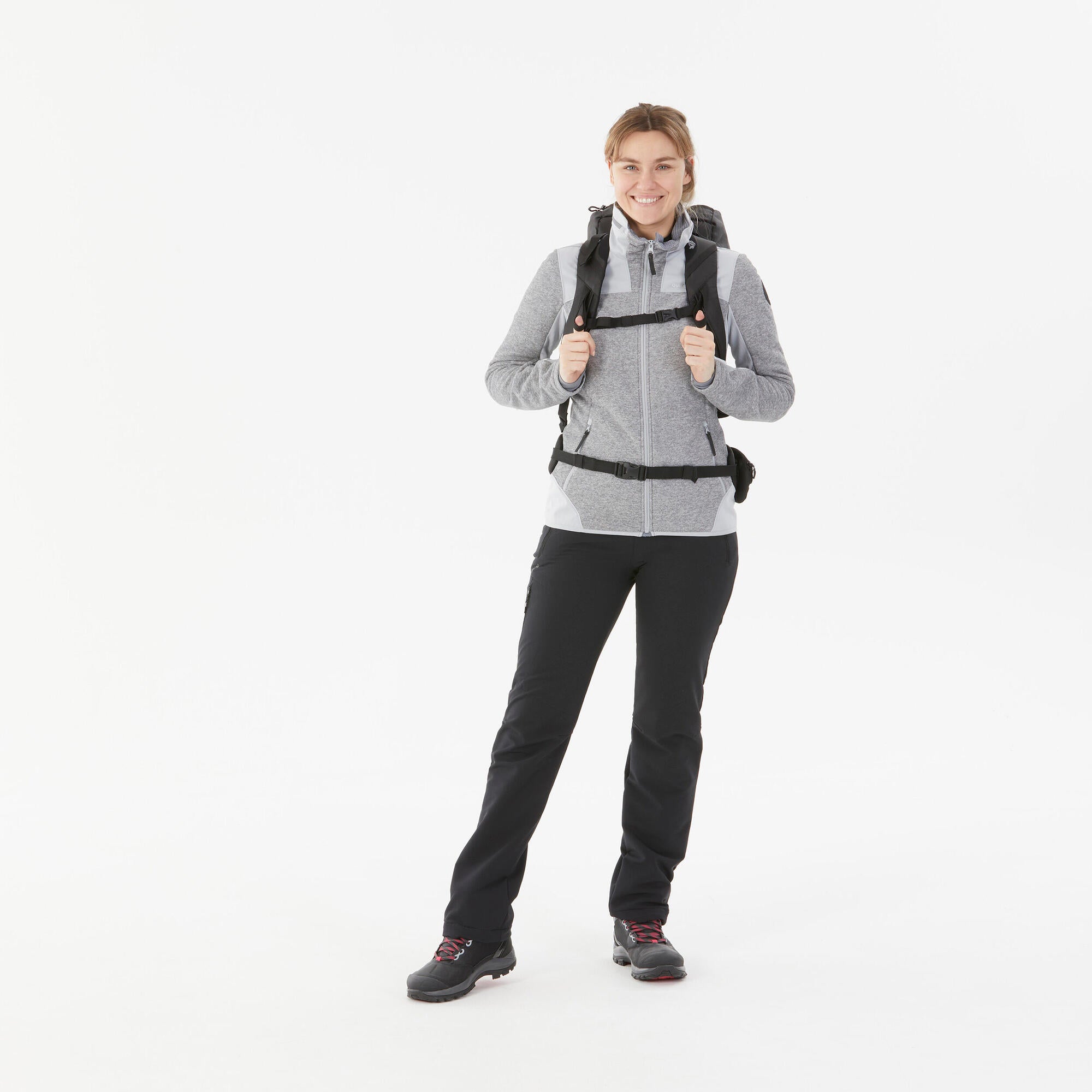 quechua-nh500-softshellhose-damen-schwarz-wasserabweisend image 2