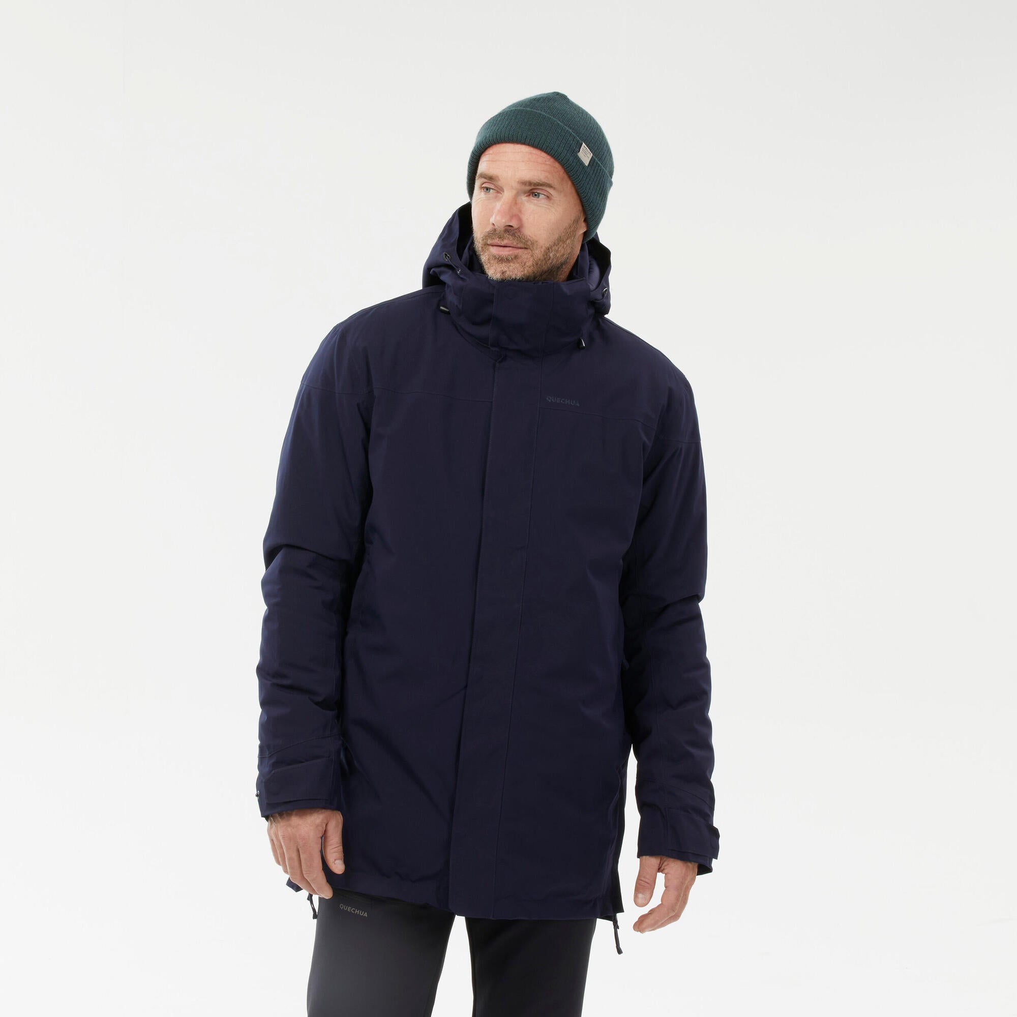 quechua-nh500-parka-herren-asphaltblau-wasserdicht-winter image 1