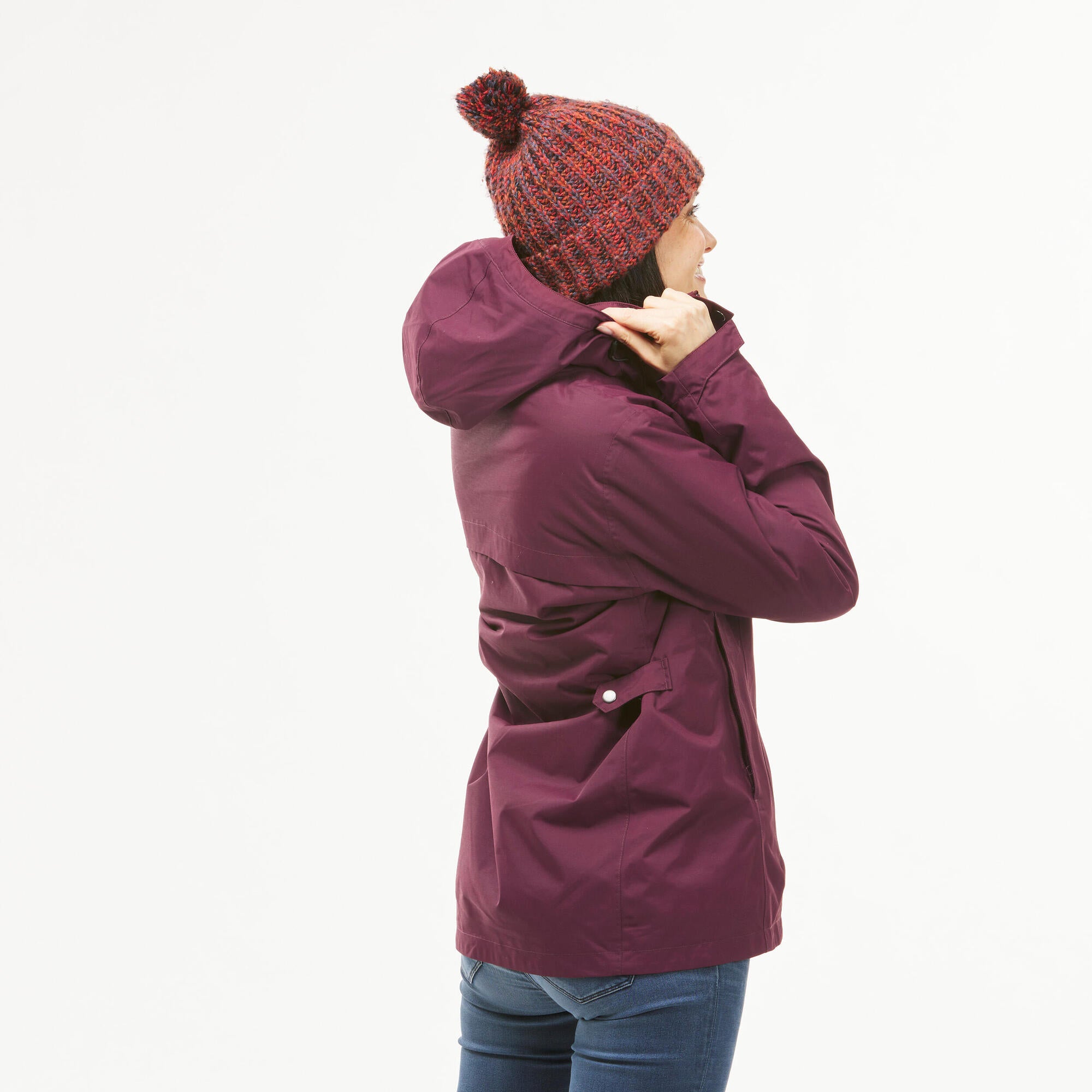 quechua-nh100-3-in-1-regenjacke-damen-braun-wasserdicht image 5