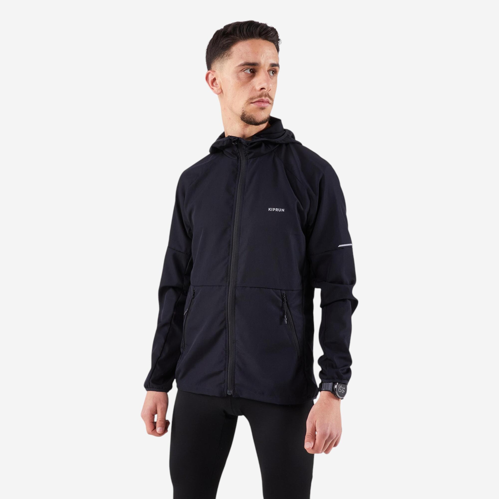 kiprun-run-100-laufjacke-herren-smoked-black-winddicht image 1