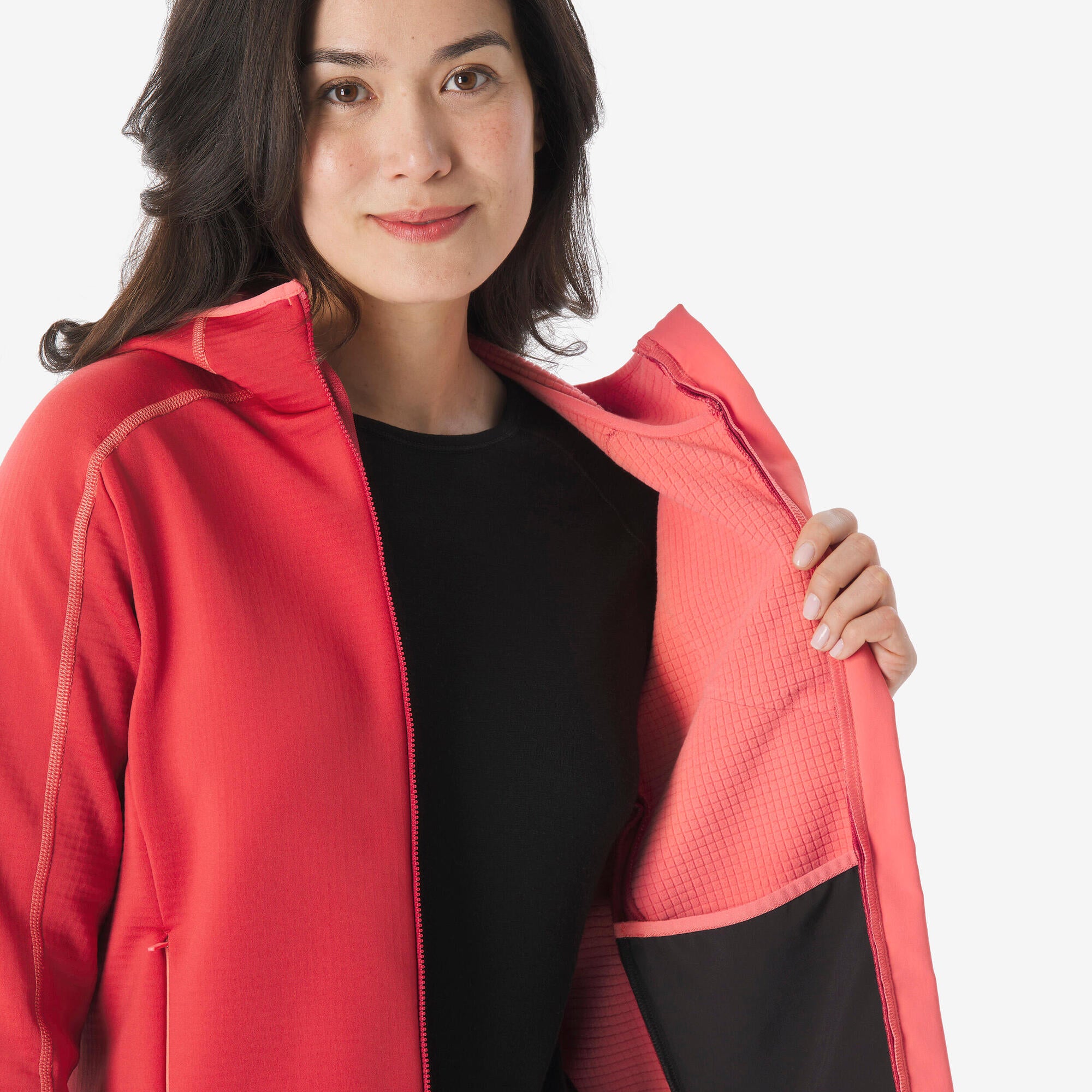 quechua-mh500-damen-fleecejacke-bordeaux-mit-reissverschluss image 5