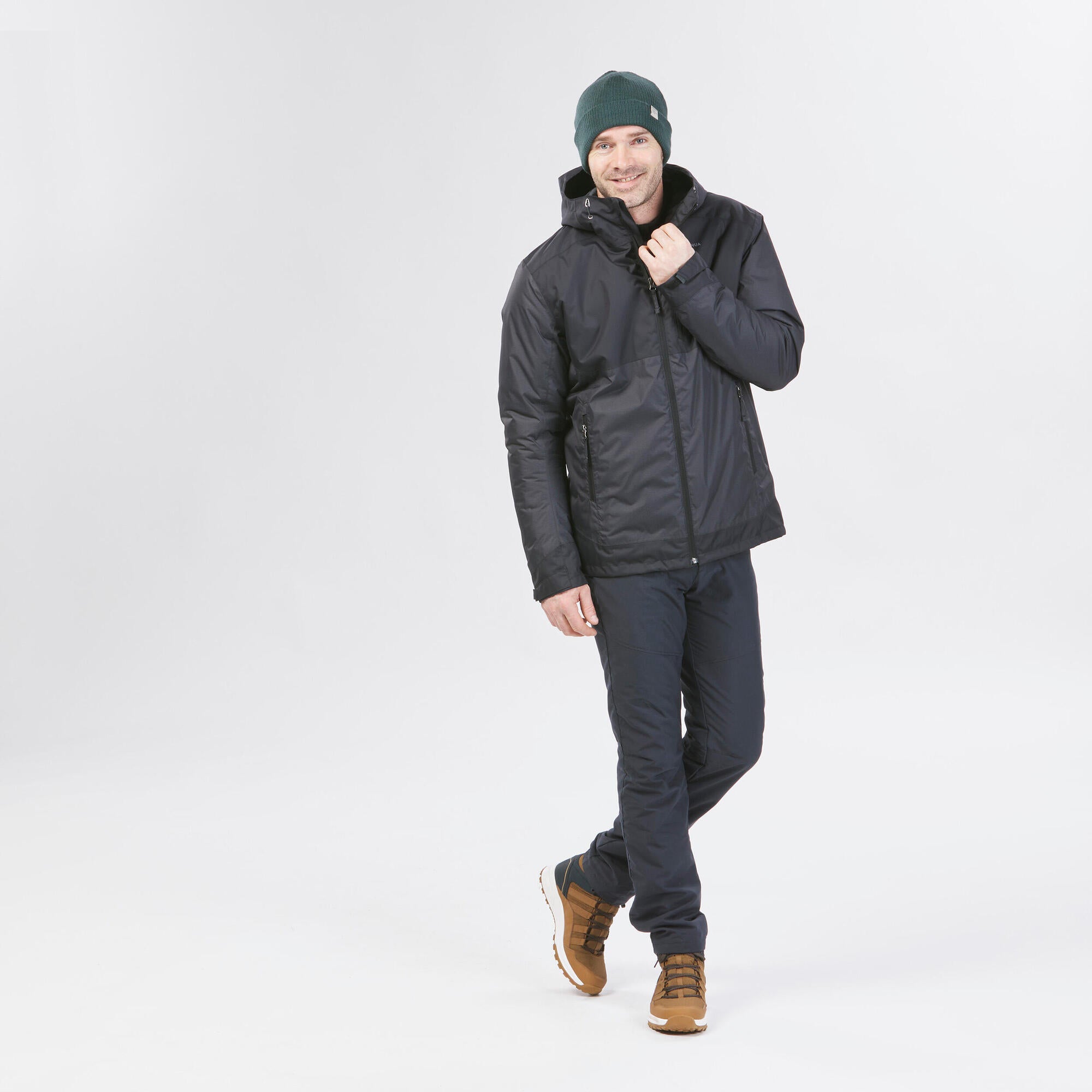 quechua-nh500-winterjacke-herren-wasserdicht-schwarz image 2