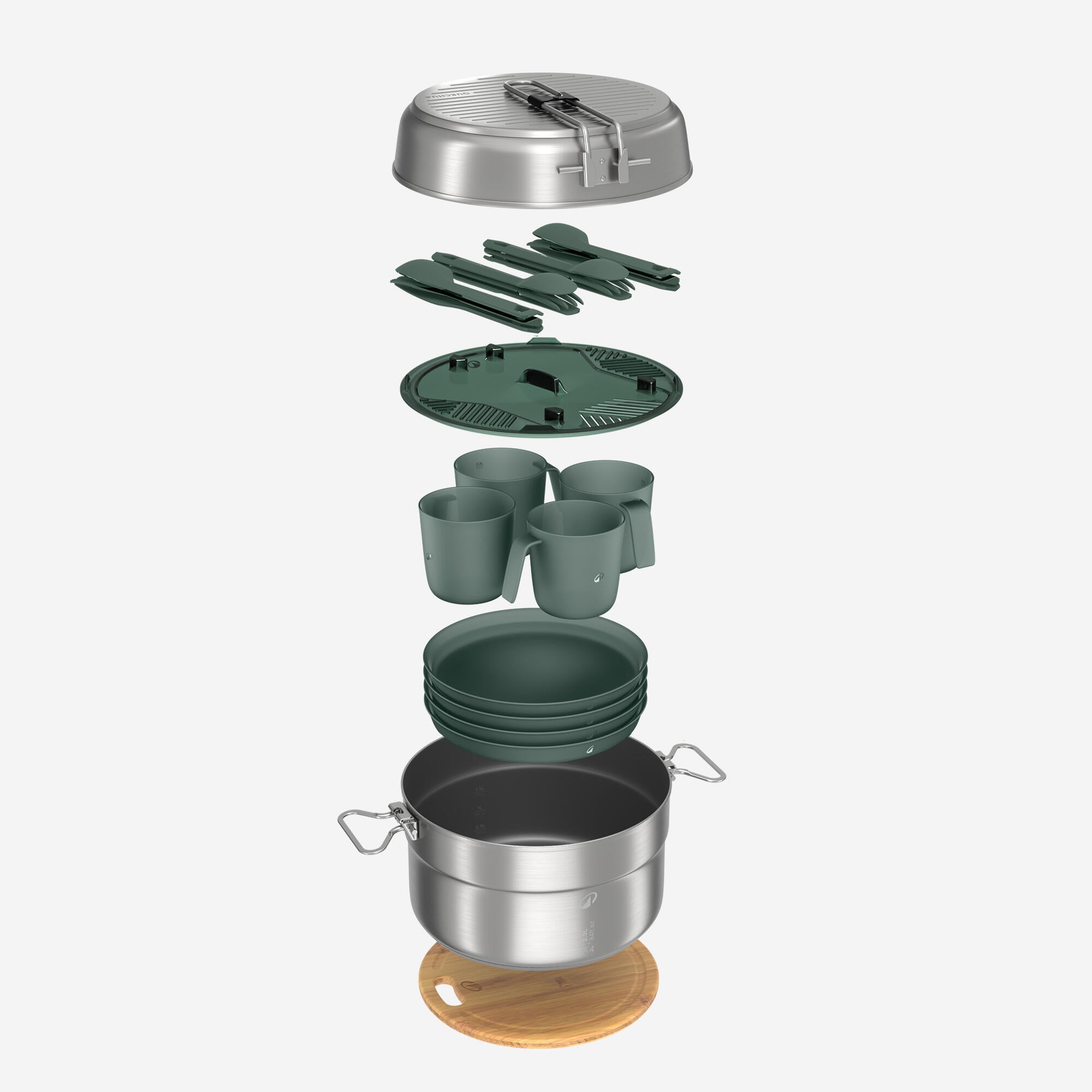quechua-500-camping-kochset-edelstahl-25-teilig-4-personen image 1