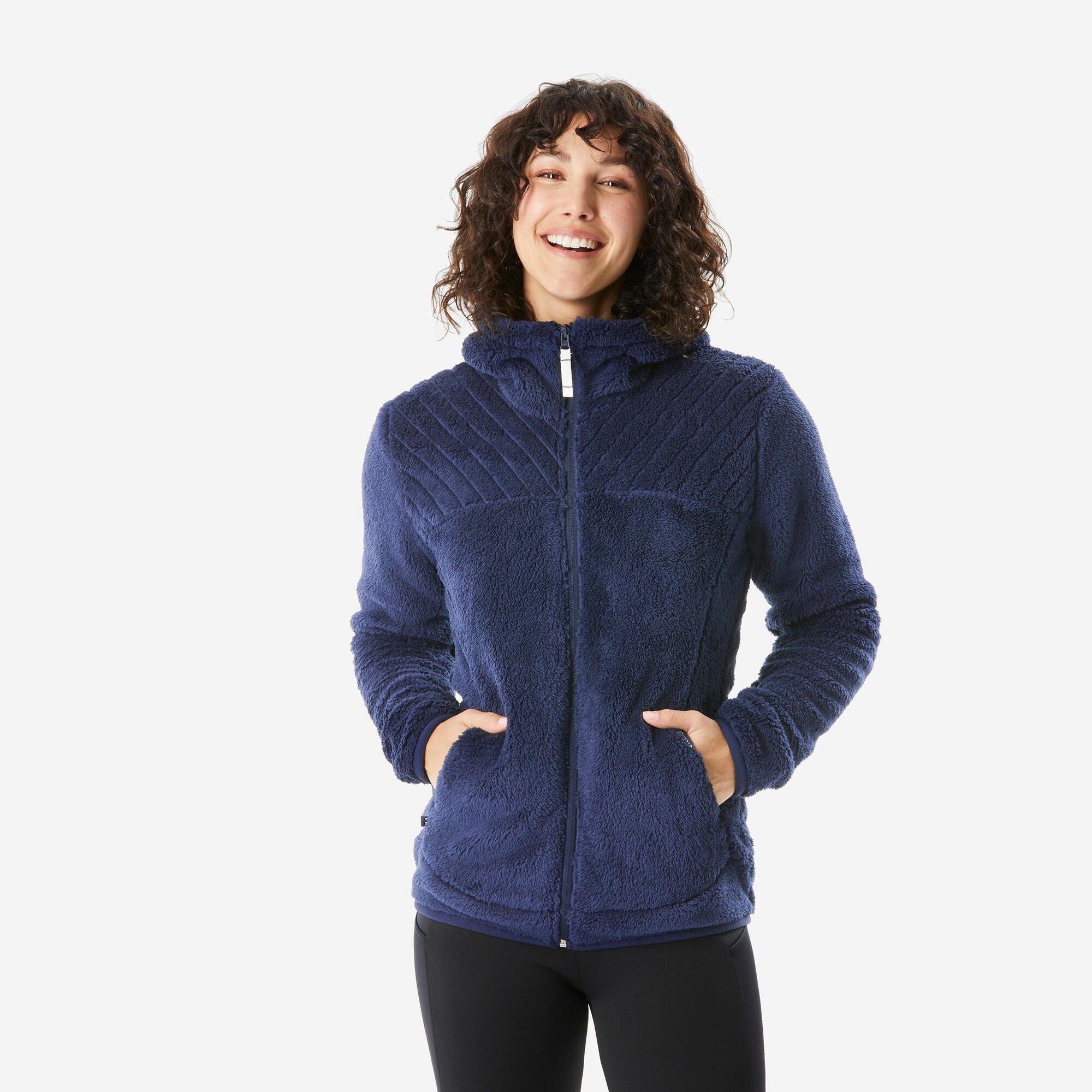 quechua-nh100-fleecejacke-damen-mit-kapuze-stahlblau image 1
