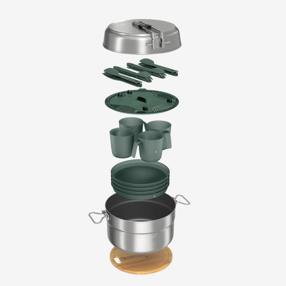 quechua-500-camping-kochset-edelstahl-25-teilig-4-personen image 1