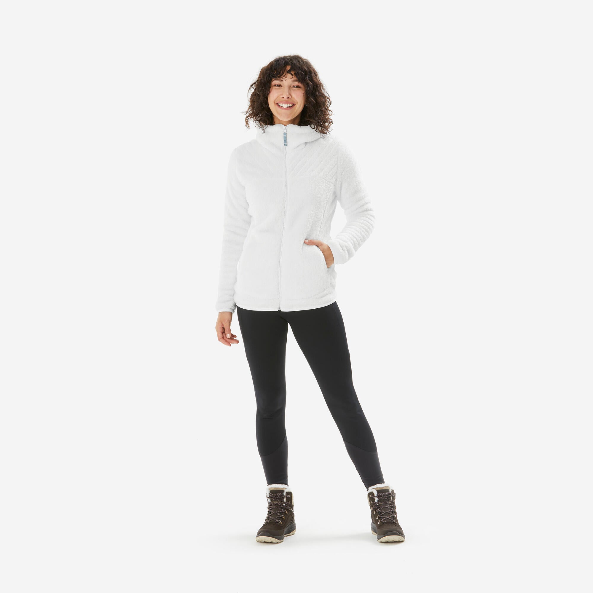 quechua-sh500-fleecejacke-damen-mit-kapuze-warm image 2