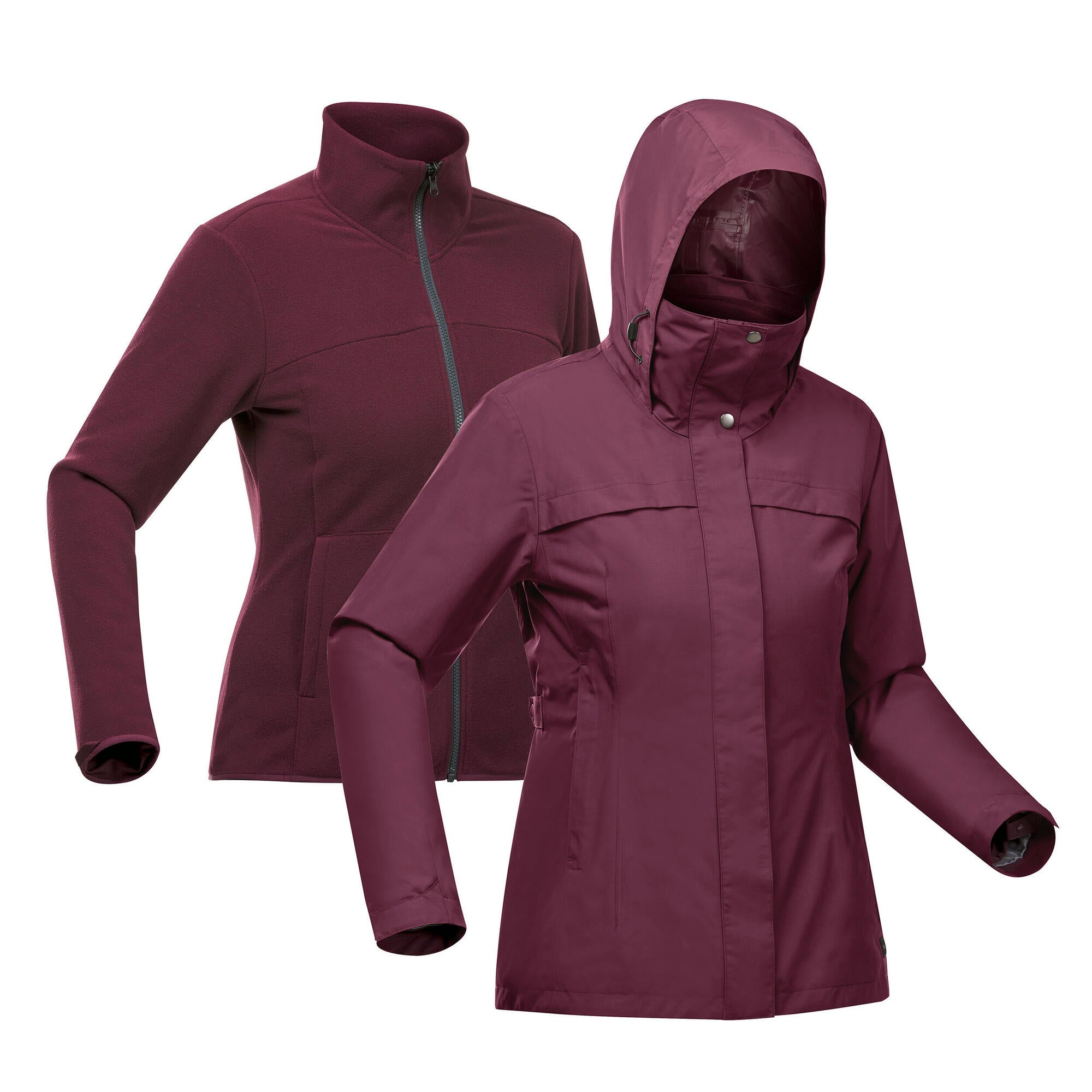 quechua-nh100-3-in-1-regenjacke-damen-braun-wasserdicht image 2