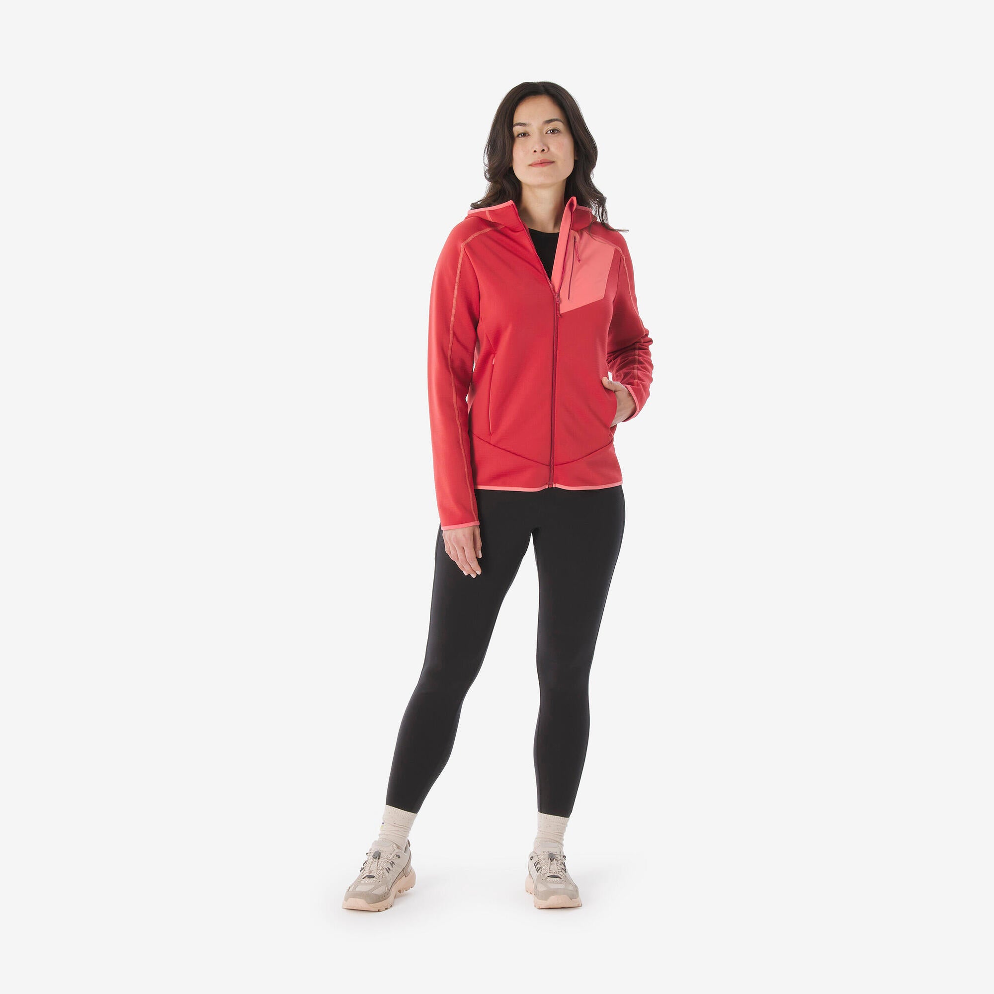quechua-mh500-damen-fleecejacke-bordeaux-mit-reissverschluss image 2