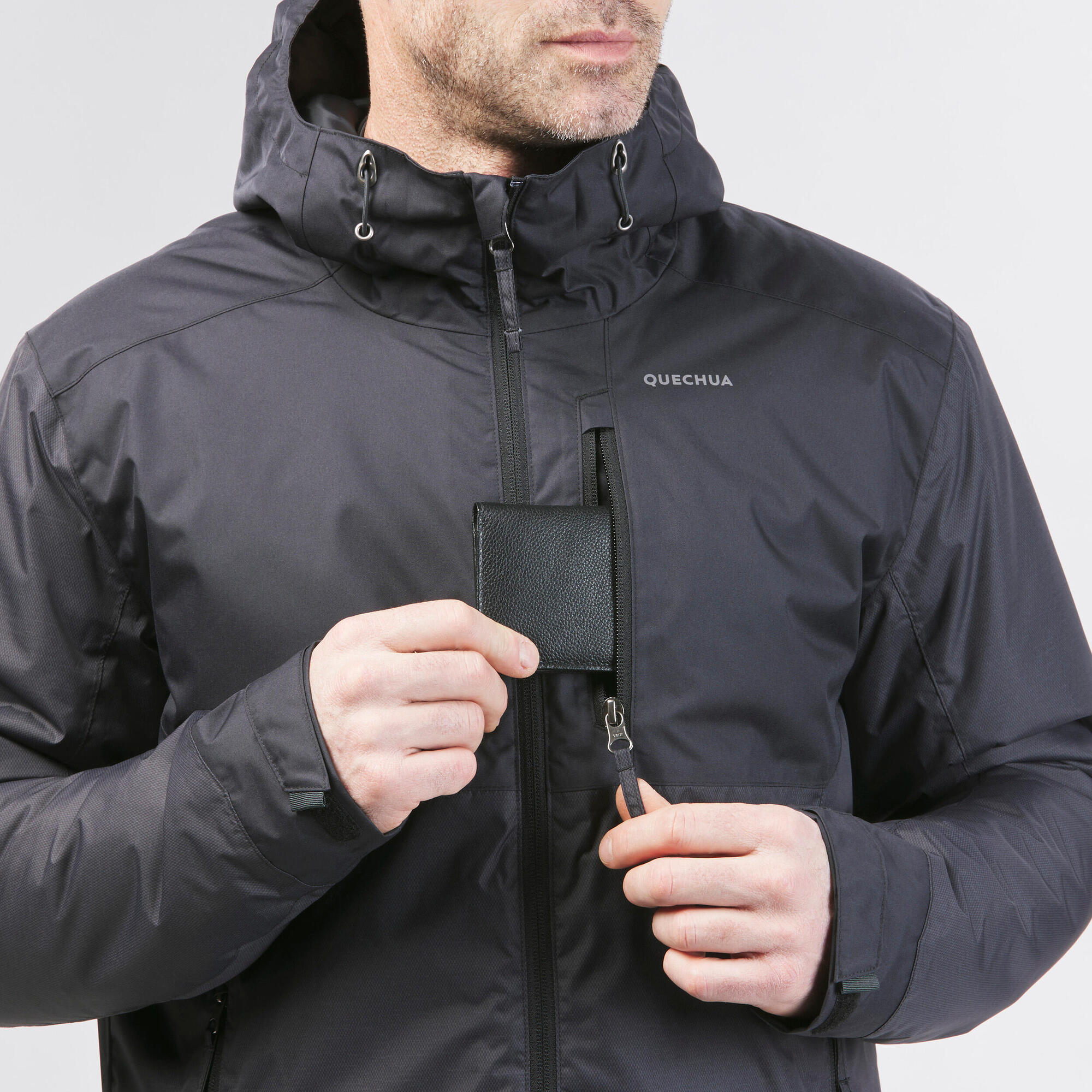 quechua-nh500-winterjacke-herren-wasserdicht-schwarz image 7