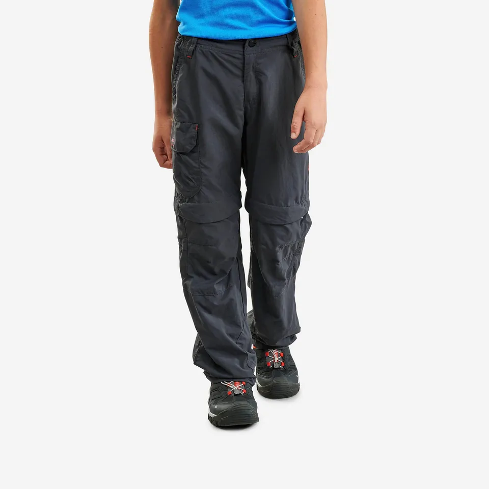 quechua-mh500-zip-wanderhose-kinder-grau-abziehbar image 1