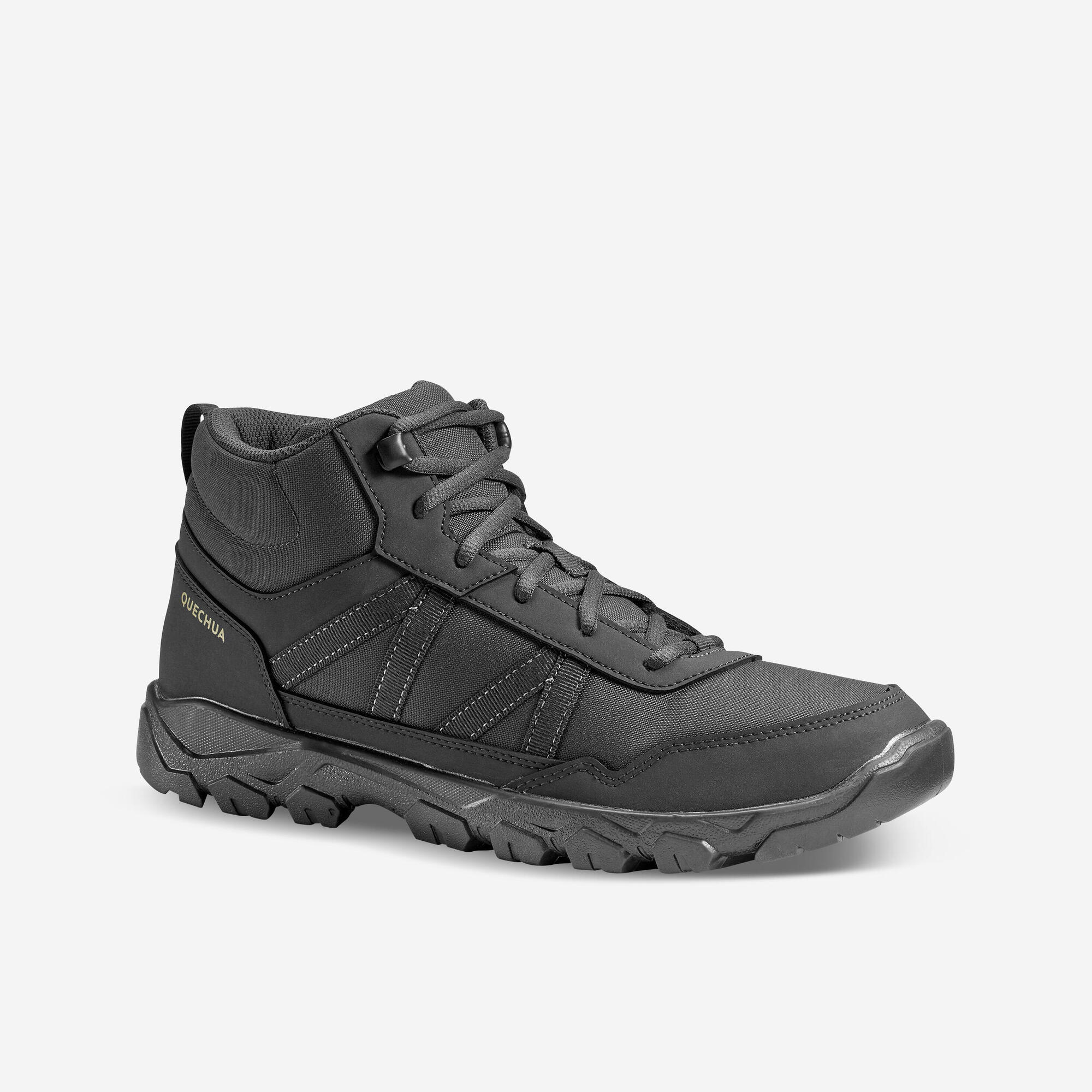quechua-nh100-mid-herren-wanderschuhe-hoch-schwarz image 1