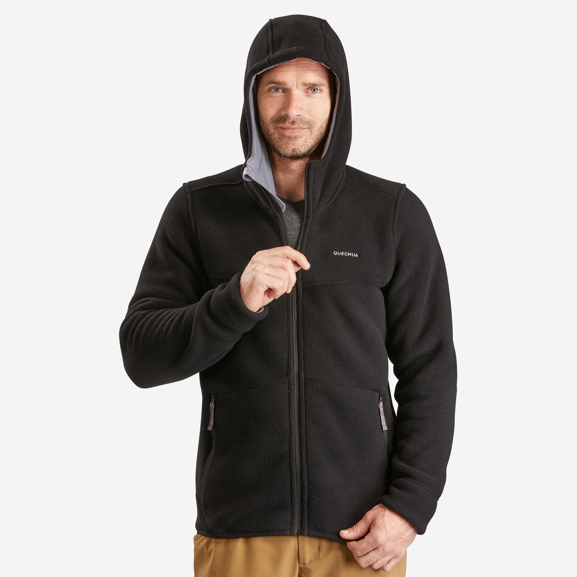 quechua-nh500-herren-fleecejacke-schwarz-warm image 1