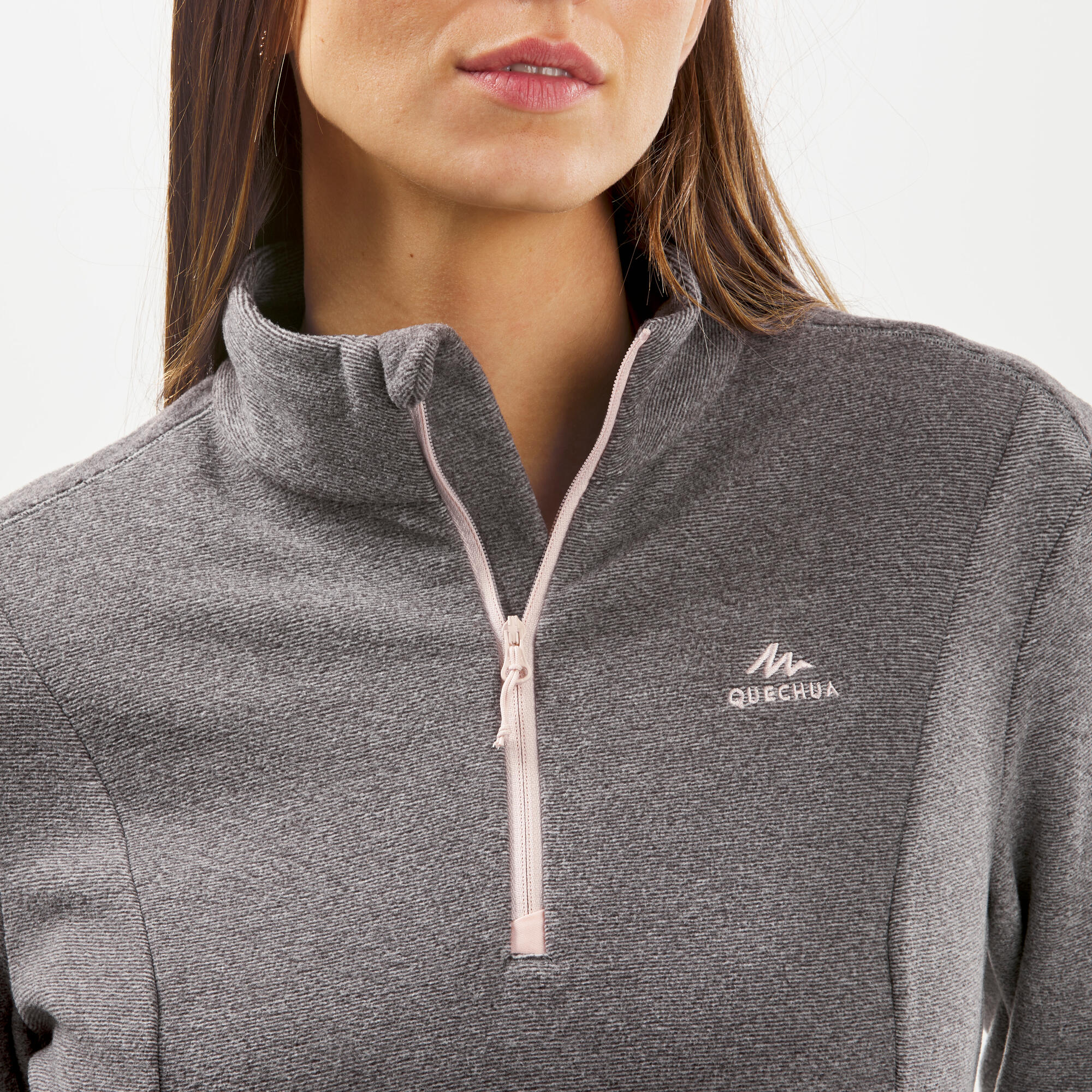 quechua-mh100-damen-fleece-halbrei-verschluss-grau image 3