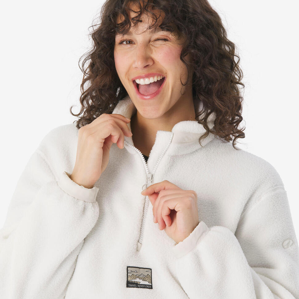 quechua-mh100-sherpa-fleecepullover-damen-naturweiss image 5