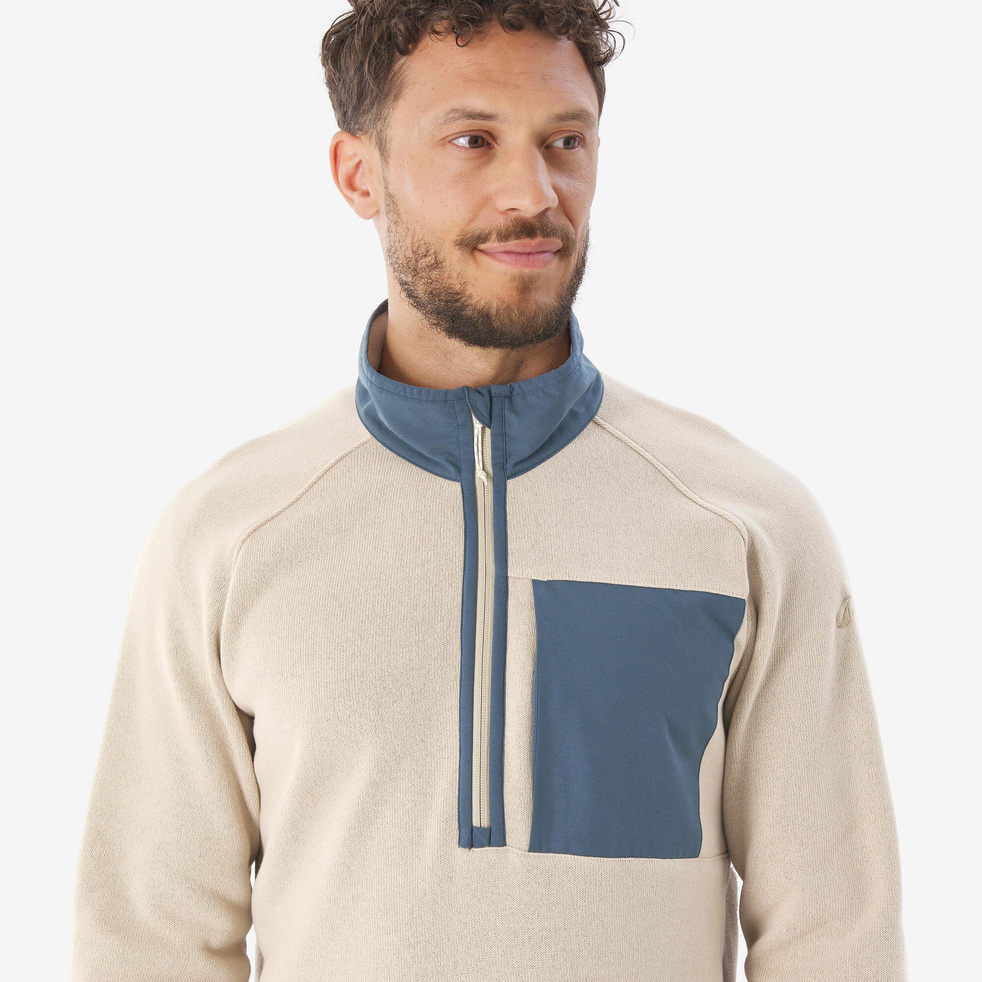 quechua-nh500-wanderpullover-herren-half-zip-beige image 8
